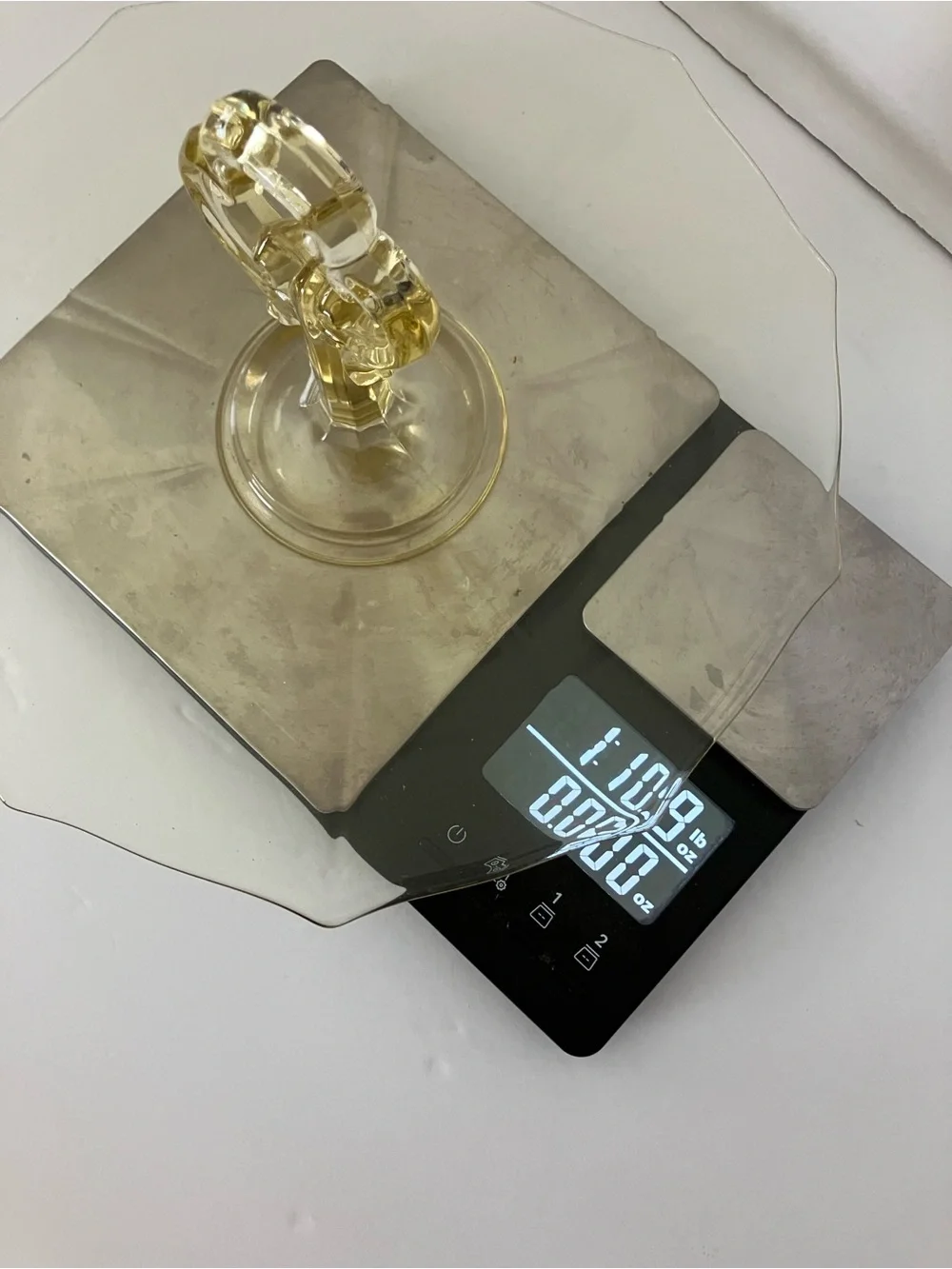 Cambridge Glass Topaz Tidbit Tray in Decagon Pattern